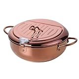 XDSRFVW 1PC Kitchen Stainless Steel Deep Frying Pot Thermometer Fryer Pan Temperature Control Fried Chicken Cooking Tools(Rose Gold)