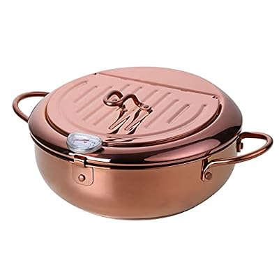 XDSRFVW 1PC Kitchen Stainless Steel Deep Frying Pot Thermometer Fryer Pan Temperature Control Fried Chicken Cooking Tools(Rose Gold)