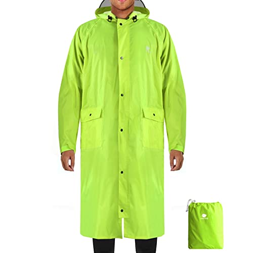Anyoo Wasserdicht Radfahren Regen Poncho Portable Leichte Regenjacke Mit Kapuze Fahrrad Fahrrad Compact Regen Cape Wiederverwendbare Unisex für Backpacking Camping Outdoors,Lime,Einheitsgröße Cover