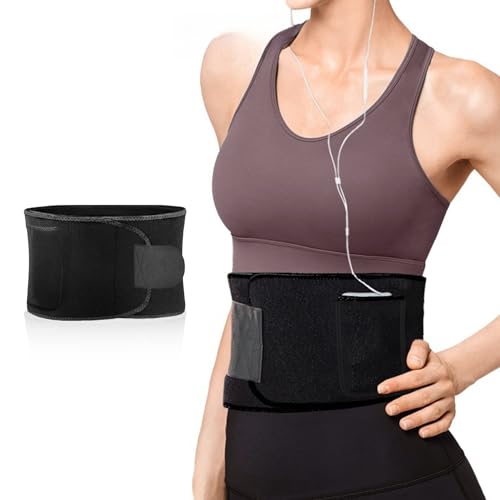 Sangcca Faja Reductora Mujer y Hombre, Faja Reductora Adelgazante de Neopreno, Fajas Reductoras Abdomen Adjustable, Cinturón de Sudor, Cinturón Lumbar Abdominal para Fitness y Deporte - Negro