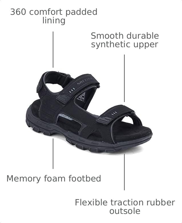 Image of Skechers Men's USA Garver - Louden Open Toe Sandal W /Strap Closure | Casual, Relaxed Fit, Memory Foam, Sporty Sandal