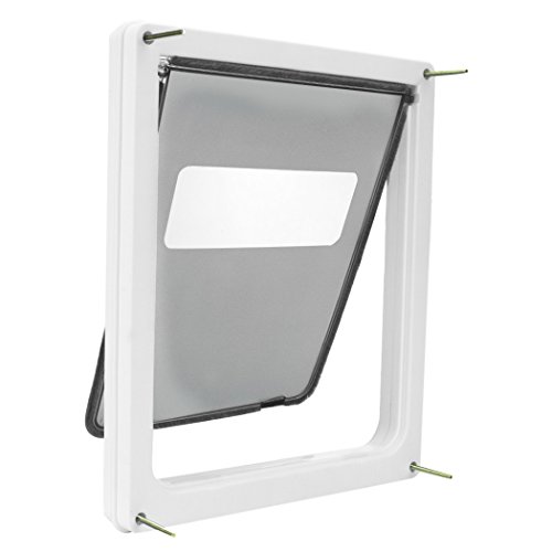 Oliote Haustiertür 2 Wege Abschließbar Hundeklappe Teleskop Rahmen Doppel-Eintritt Hundetür für Hunde und Katzen, Weiß