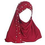 RARITYUS Women Muslim Hijab with Rhinestone Beads Soft Head Wrap Scarf Shawl Islamic Ramadan Long Hejab