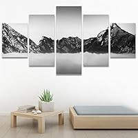 SIGNWIN 5 Panel Canvas Wall Art Monochromatic Mountains for Home Decorations Ready to Hang - 60