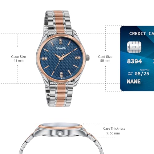 Image of Sonata Jashn with Quartz Analog D. Blue Dial IPS /IPRG Strap Men's Wedding Watch - 77206KM04