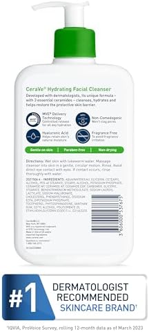 CeraVe Nawilżająca emulsja do oczyszczania twarzy, 473 ml, do codziennego użytku, do skóry suchej i normalnej