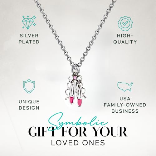 Sportybella Ballet Slippers Necklace- Dance Jewelry, Pink Ballet Shoes Charm Pendant For Dancers, Dance Teams and Dance Recitals4