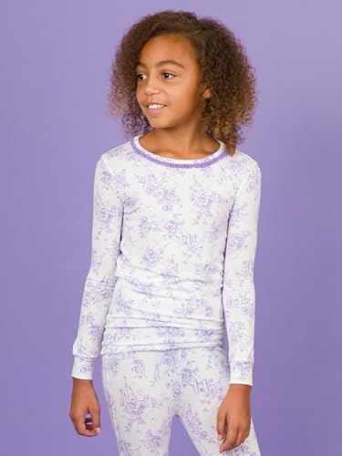 RuffleButts SoftSnooze™ Viscose from Bamboo Girls Ruffle Long Sleeve Pajama Set3