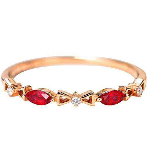 Bague fiancaille or rose rubis noeud pour femme mariage 18 carats