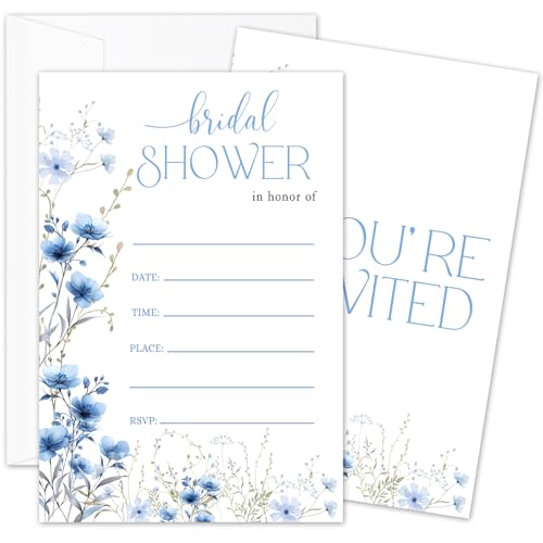 TRKAE Floral Bridal Shower Invites for Newlyweds Bridesmaid, 25 Bridal Shower Invitation with Envelopes, Wedding Invitations Engagement Wedding Party Supplies -03