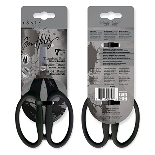Tonic Studios PC-817 Tim Holtz Small Titanium Scissors - 7 Inch Mini Snips With Micro Serrated Blade - Non Stick Craft Tool thumb #2