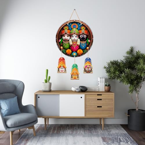 Image of Lord Jagannath Wall Hanging For Home Decor | Jagannath Puri Decoration For Pooja Room | Hindu God Wall Art For Living Room | Spiritual Home Decor, Mandir Decoration Items,Religious Wall Decor