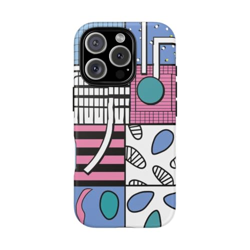 Coque rigide mate iPhone 16 Pro motif géométrique coloré rose