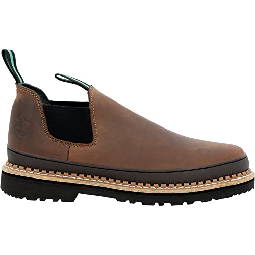 Georgia Giant Romeo Slip-On Boots - GR262, Full-Grain Leather Non-Slip Lightweight Work Shoes With Oil-Resistant Bumper Guard, Dark Brown, Crazy Horse Leather2