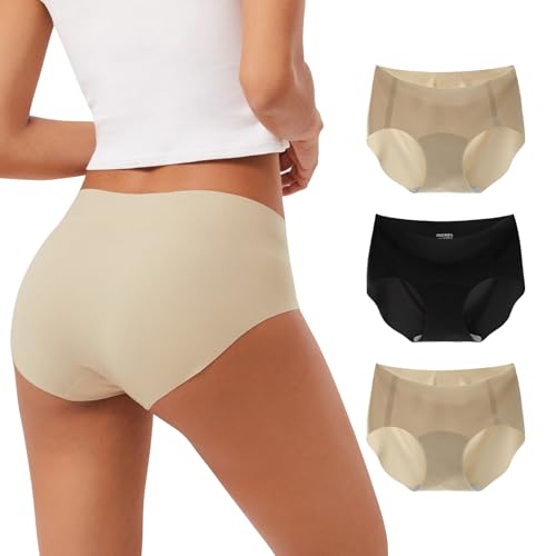 INNERSY Women's Seamless No Show Hipster Panties 3-Pack