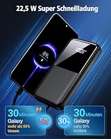 Power Bank 26800mAh, 22,5W USB C Powerbank Schnellladen 2 integrierte Kabel – Ansicht 2