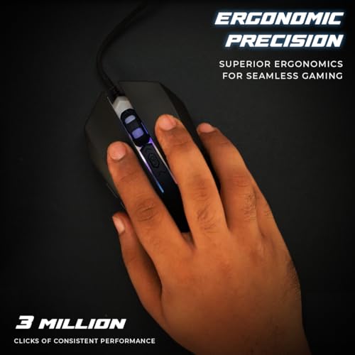 Image of Lapcare Champ LGM-100 Gaming Mouse, 6 Buttons, 4 Adjustable DPI Levels Upto 3600 DPI, 5 Circular & Breathing LED Light, Wired Mouse (Black)