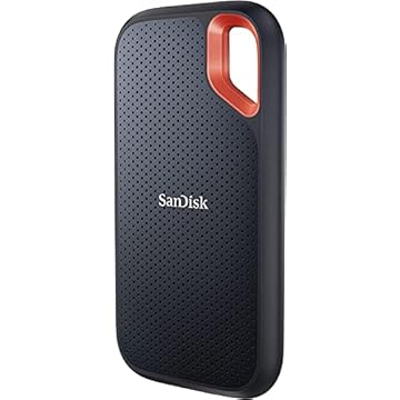 SanDisk SSD portátil 4TB Extreme - Até 1050MB/s - USB-C, USB 3.2 Gen 2 - Unidade de estado sólido externa - SDSSDE61-4T00-G25, Preto