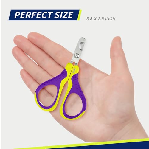 Image of WePet Pet Nail Clippers U07.1, Professional Claw Trimmer, Bended Scissor Special for Cats, Kittens, Dogs, Puppies, Small Animals, Yellow /Purple