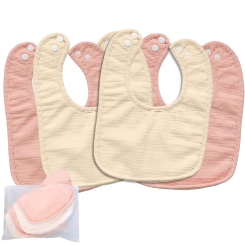 Qalpy Pack de 4 Baberos para Bebé Impermeables - Baberos para Recién Nacido - Super suaves con colores combinables - Bolsa perfecta para regalo