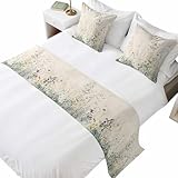 Botanical Floral Bed Runners for Queen Size Beds Summer Spring Farmhouse Flowers Bed Scarf Matching Decorative Throw Pillow Covers Hotel Beds End Blanket Towel Soft Bedspread Protection for Bedroom