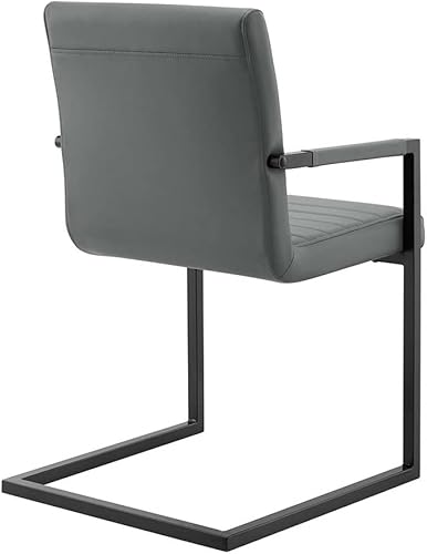 Miniatura 5 de Modway Savoy - Juego de 2 sillas de comedor de cuero vegano, color gris