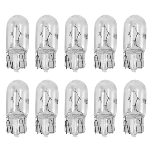 Hoping Halogen Light Bulb 12V 5W 168 194 W5W Instrument Cluster Gauge Dash Lamp Reading Lights 10 Pack Warm White Compatible With Car T10