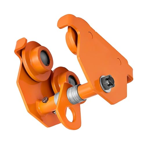 Carro de vigas | Carrito manual de acero I de 1100 libras, rodillos de doble pista resistentes, brida ajustable de 2.5 a 7 pulgadas, para viga recta curvada I