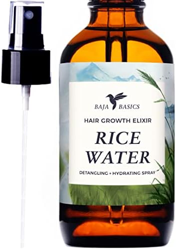Rice Water For Hair Growth by Baja Basics, Thickness, Strength, Shine - Natural Leave-in Conditioner for Scalp, Dry Split End Moisturizer - Beauty Formula Mist Spray for Curly, Straight, Thick, Thin Hair - 4oz