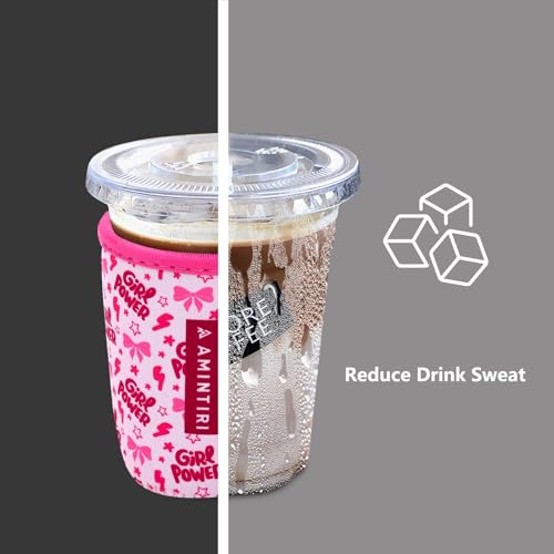 Image of 3 Pack Reusable Sleeve for Iced Coffee Cup, Coffee Neoprene Sleeve for Iced&Hot Drinks, Coffee Sleeve Compatible with Starbucks, Dunkin Coffee Cup. (Girl Power)