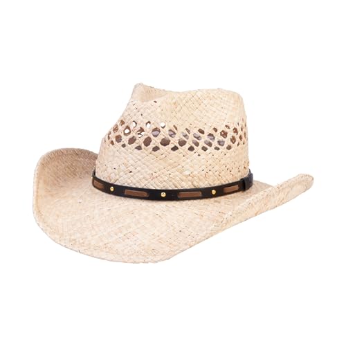Image of Straw Cowboy Hats Cowgirl Hat Western Cowboy Hat Rancher Hat for Men Women, Exquisite Decoration Band