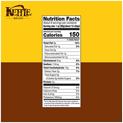 Image of Kettle Brand Sea Salt Kettle Potato Chips, Gluten-Free, Non-GMO, 7.5 oz Bag (Pack of 12)