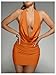 SOLY HUX Women's Sexy Deep V Neck Halter Bodycon Mini Dress Club Night Cocktail Dresses Burnt Orange Large