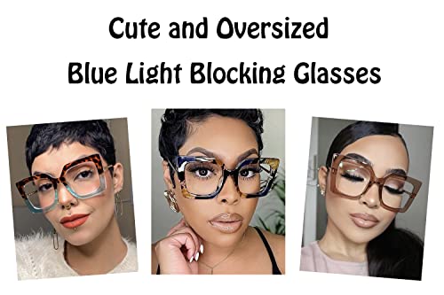 Murddoa 4 Pack Oversized Square Blue Light Blocking Glasses Cute And Stylish Eyeglass Frames For Women Uv400 Protection Eyewear(4 Pairs) #TOP1