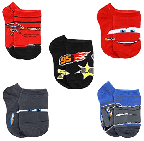 Disney Boy's 5 Pair Cars Character Socks, Red, Small