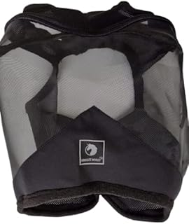 Saddlesworld Horse Fly Mask | See-Through mesh mask with UV Protection | Fly Masks for Horses with Ears (Black, Cob)