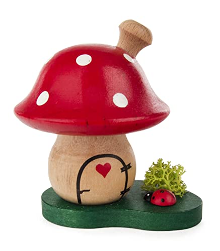 DREGENO Seiffen eG Räucherpilz Fliegenpilz (rot/Natur) mit Käfer auf Sockel