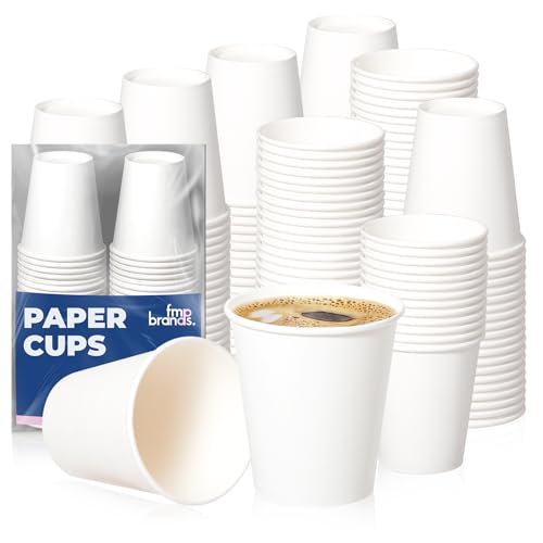 Fit Meal Prep 200 Pack 10 oz Disposable Paper Coffee Cups, Premium White Hot Cups for Hot/Cold Beverage, Durable Thickened Paper Cup Bulk for Party, Office, Bussines, Home, Bistros, Daily Use