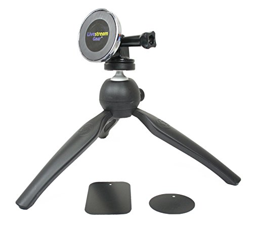 Livestream® Gear - Universal Magnetic Phone Mount and Heavy Duty Tripod. Mount Your Phone via Magnetic Mount and Metallic Plate to This Tripod Setup for Livestreaming. Strong Hold.