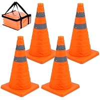 QWORK® 4 stück 45cm faltbar verkehrsleitkegel, reflektierende sicherheitsleitkegel, pop-up aufklappbare parkleitkegel für straße Sicherheit