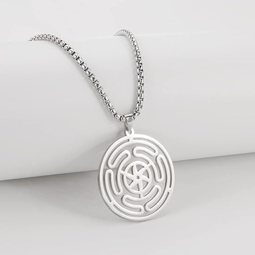 Miniatura 3 de Hekate - Collar de rueda de Diosa Hekate, collar con dije de hekate Strophalos, collar con símbolo de Hécate, acero inoxidable, rueda de Hécate,