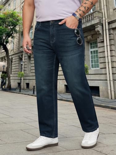 Image of Urbano Plus Men's Relaxed Fit Washed Denim Jeans Non-Stretchable