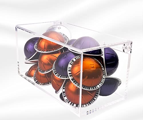 Creative Planet Coffee Pod Holder With Hinged Lid For Nespresso Vertuo Capsules , Designer Acrylic Dispenser For Dryer Sheets Creamers, Sugar, Condiments, Disposable Masks Modern Coffee Bar Accessories For Your Coffee Station(New Version) #TOP6