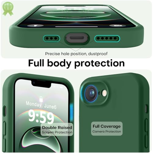 Image of LOVE 3000 Designed for iPhone 16e /17e Case, Premium Silicone with [Soft Anti-Scratch Microfiber Lining] Shockproof Protective Phone Case for Men Women Girls 6.1 inch, Green