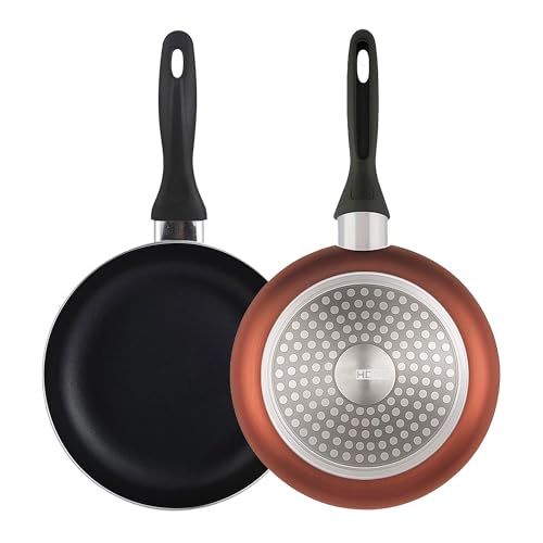 Juego de sartenes antiadherentes de Ø28x5cm, inducción, en Aluminio prensado, en color cobre