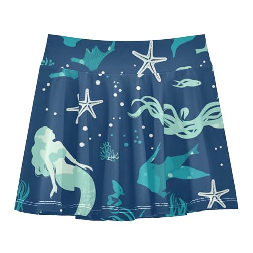 Girls Skorts with Built-in Shorts Flowy Little Girls Skirt Pleated Skirts for Kids with Pockets