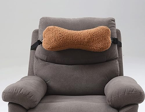 Neck Support Pillow Lumbar suport Pillow for Couch Office Chair Sherpa Dog Bone Travel Pillow for Airplanes Neck Pillows Bone Pillow for Sofa, Armchair, Recliner Head Waist Support Fixable (Beige)