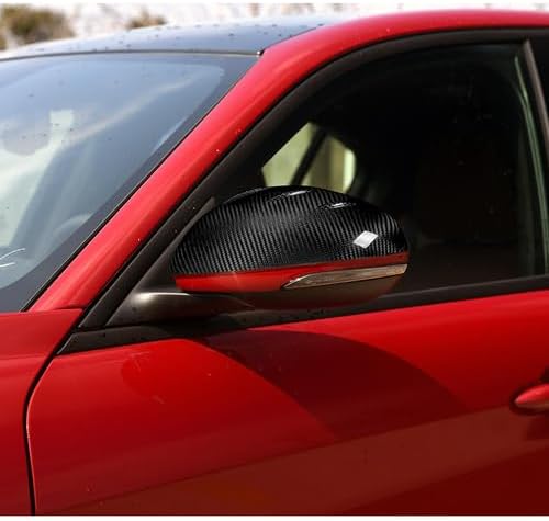 Black Real Carbon Fiber 2 Pieces Side Mirror Cover Cap Kit Compatible with 2017-2023 Alfa Romeo Giulia, 2018 2019 2020 2021 2022