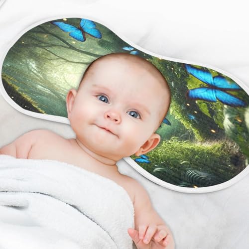 Blue Butterflies Baby Burp Cloths Soft Burp Cloth Burp Rags Cotton Burp Clothes Absorbent Muslin Burp Cloths for Boy Newborn Girl Unisex 1 Pack 22x11 Inches4