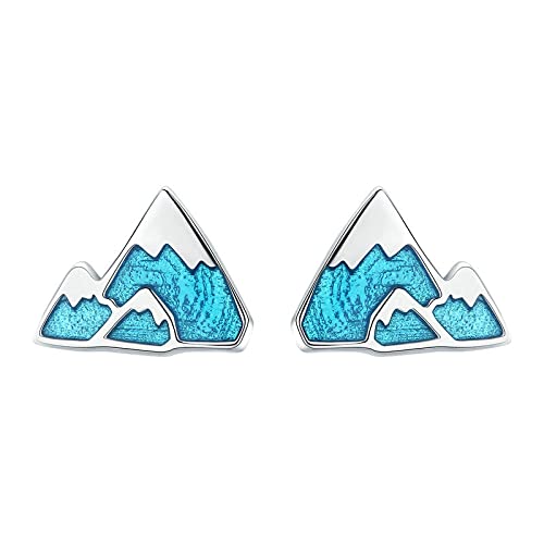 Boucles d'oreilles clous bleu iceberg en argent sterling 925 unique pour femme